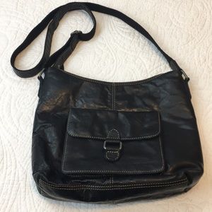 Jack Georges Black Distressed Leather Crossbody
